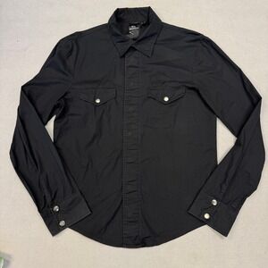 Lip Service VICE Mens M Black Long Sleeve Snap Button Shirt Up Goth Punk Y2K